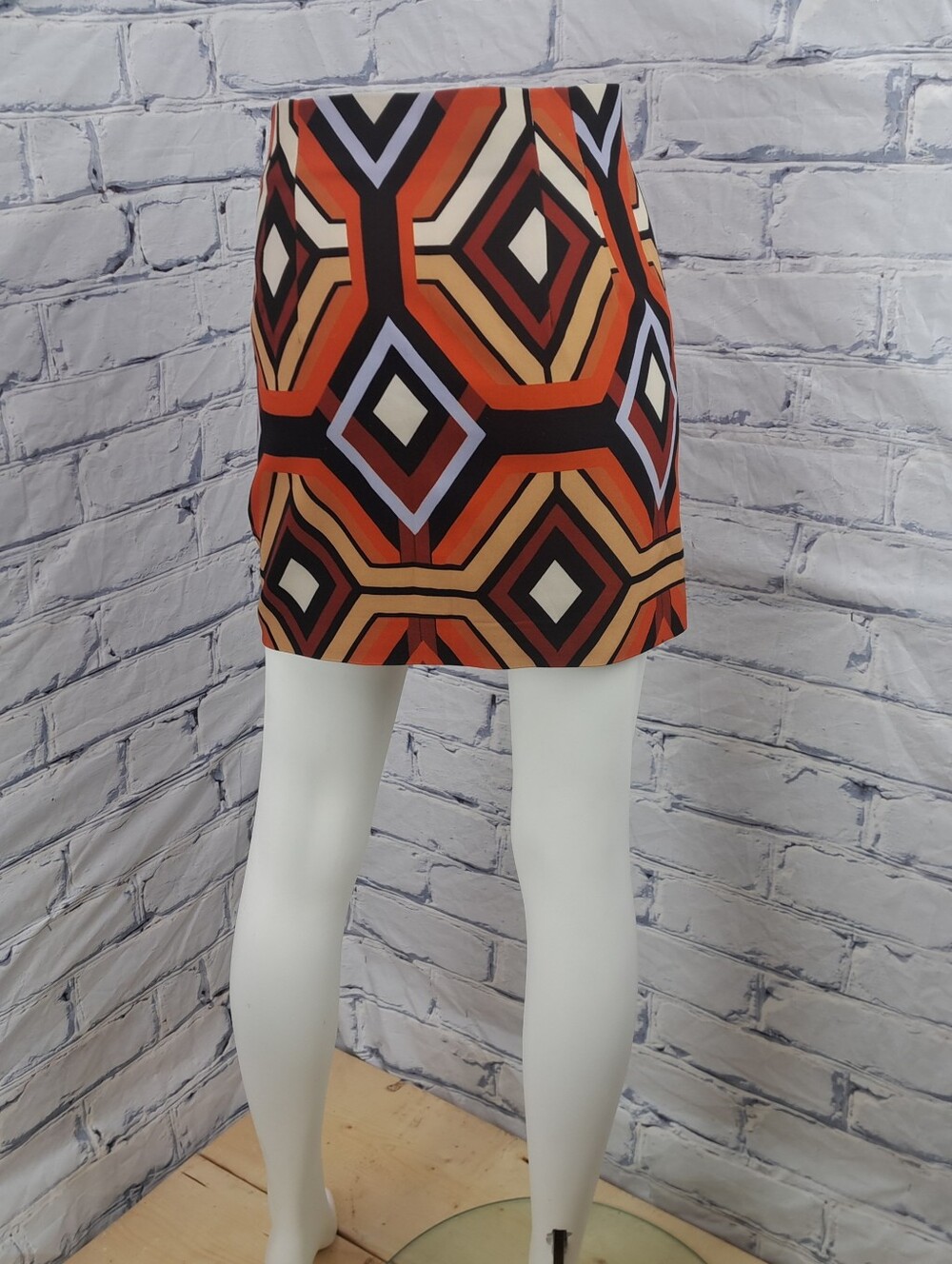 Zara Women's High Waisted Mini Skirt Retro 60s 70s All Of Print Size XS